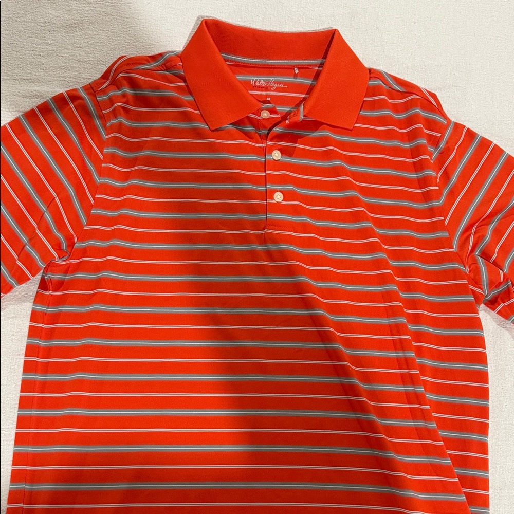 Walter Hagen Orange and White Striped Polo